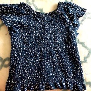 Navy blue tank top with flowers